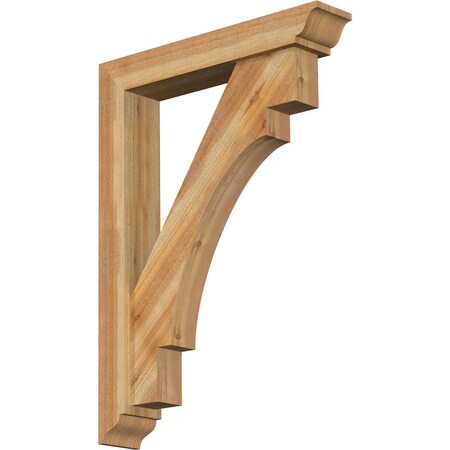 Ekena Millwork Merced Traditional Rough Sawn Bracket w/ Offset Brace, Western Red Cedar, 6"W x 32"D x 44"H BKT0604X32X44MRC01RWR